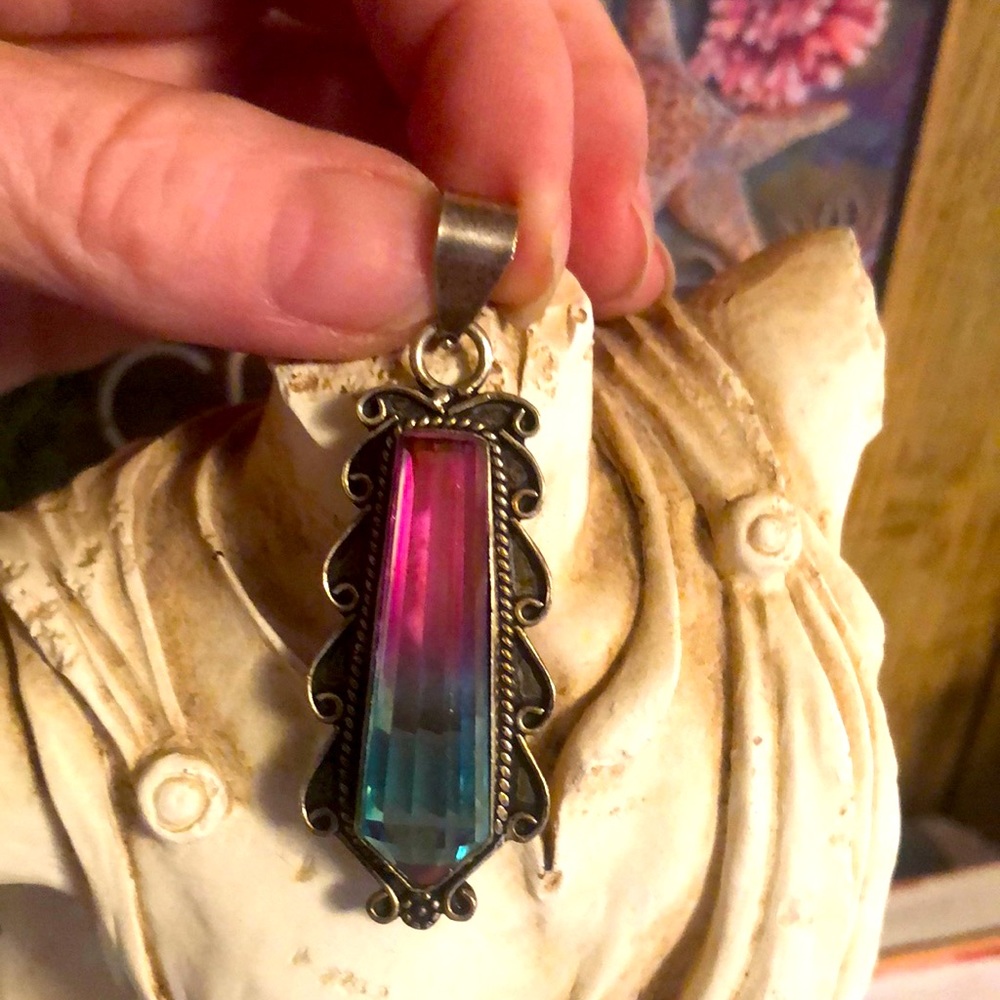 925 Sterling Silver Multicolored Prism Pendant